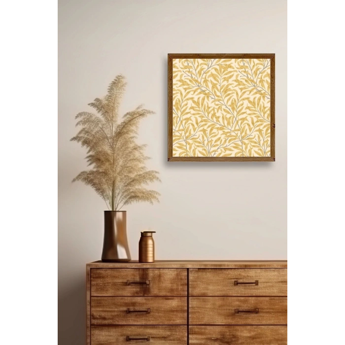 Yapraklar Ahşap Çerçeveli Tablo 23 x 23