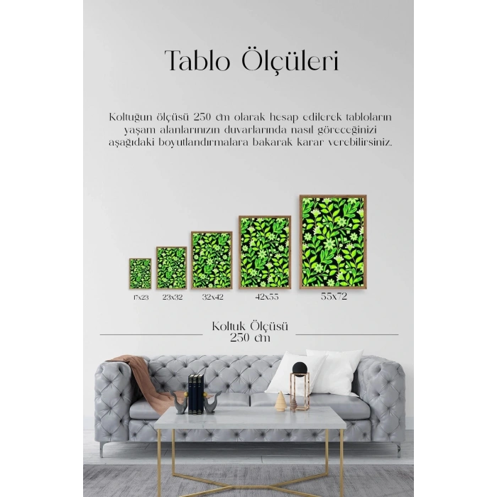 Yapraklar Ahşap Çerçeveli Tablo 23 x 30