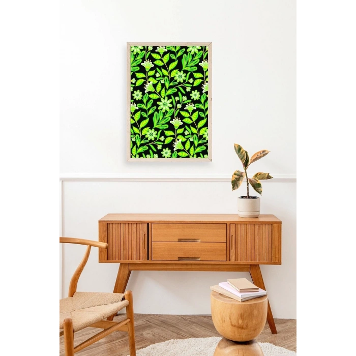 Yapraklar Ahşap Çerçeveli Tablo 30 x 42