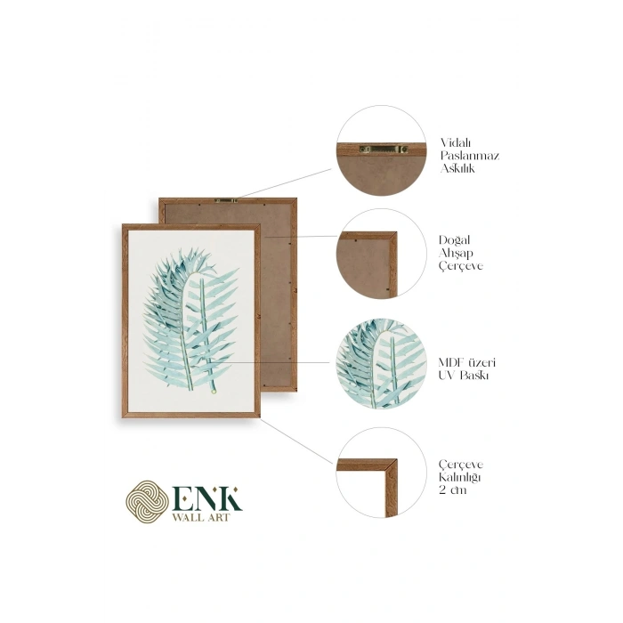 Yapraklar Ahşap Çerçeveli Tablo 30 x 42