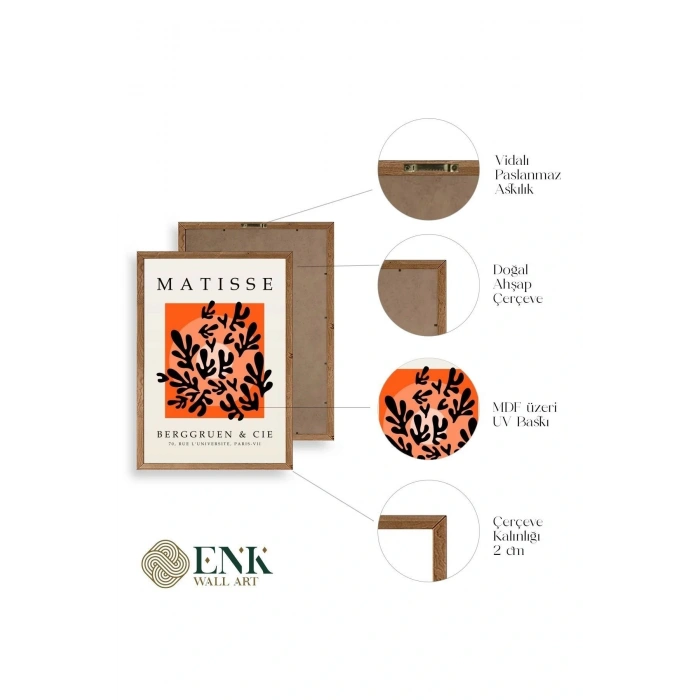 Yapraklar Ahşap Çerçeveli Tablo 30 x 42