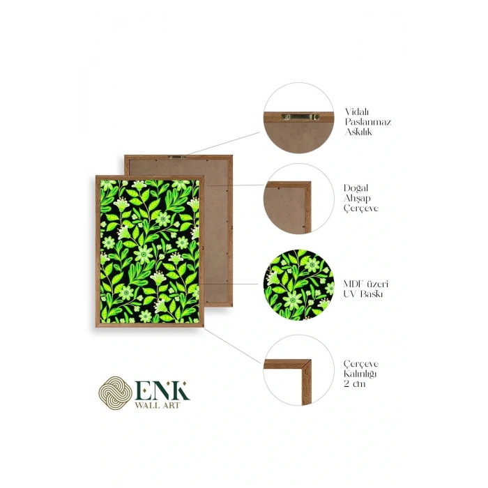 Yapraklar Ahşap Çerçeveli Tablo 30 x 42