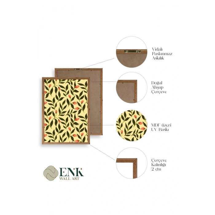 Yapraklar Ahşap Çerçeveli Tablo 50 x 70
