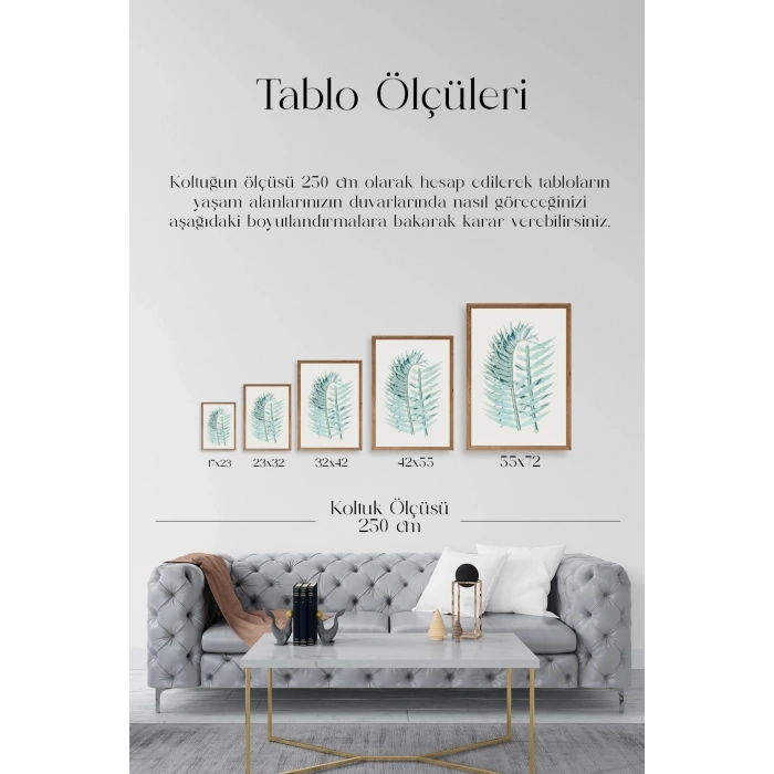 Yapraklar Ahşap Çerçeveli Tablo 50 x 70