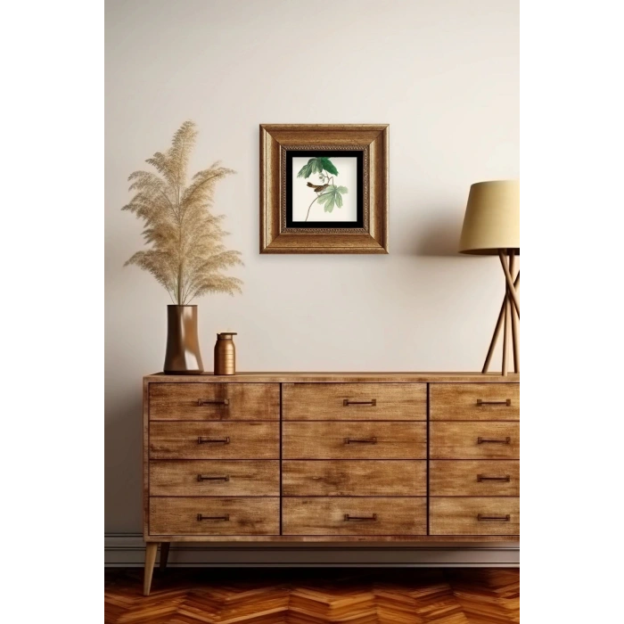 Yapraklar Çerçeveli Taş Tablo 20 cm