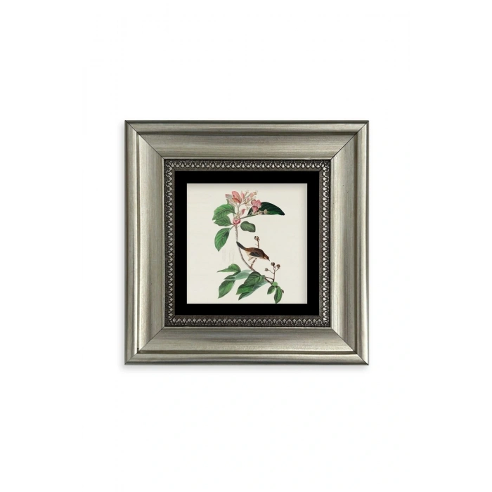 Yapraklar ve Kuş Çerçeveli Taş Tablo 20 cm