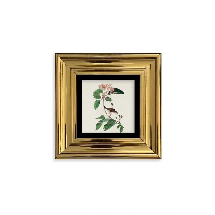 Yapraklar ve Kuş Çerçeveli Taş Tablo 20 cm