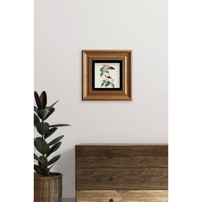 Yapraklar ve Kuş Çerçeveli Taş Tablo 20 cm