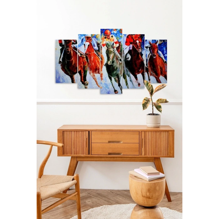Yarış Atları 5 Parçalı Mdf Tablo 60 x 100