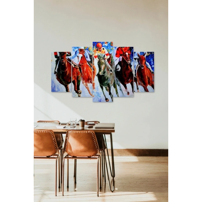 Yarış Atları 5 Parçalı Mdf Tablo 60 x 100