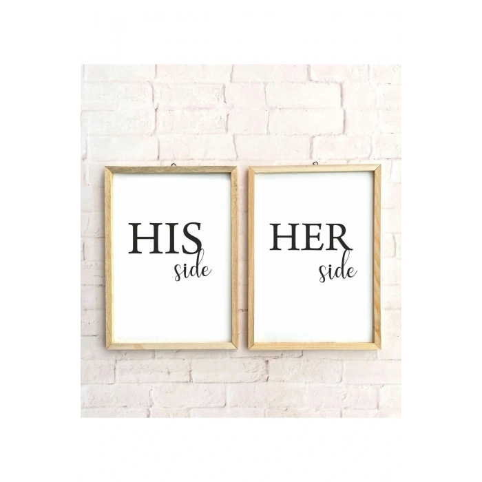 Yatak Odası His Side Her Side Ahşap Çerçeve Set 30 x 42