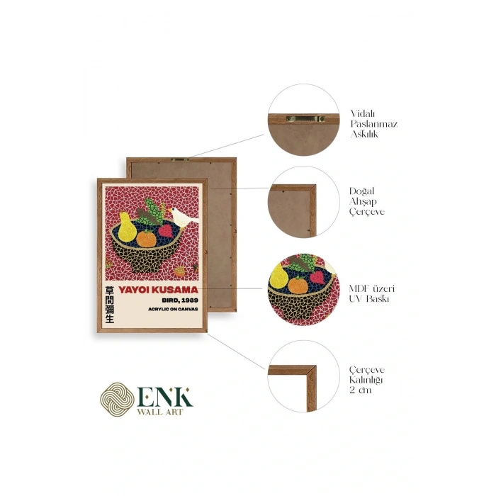 Yayoi Kusama Ahşap Çerçeveli Tablo 50 x 70