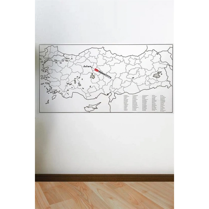Yazılabilir Türkiye Haritası Manyetik Duvar Stickerı 110 x 56 cm (5365)