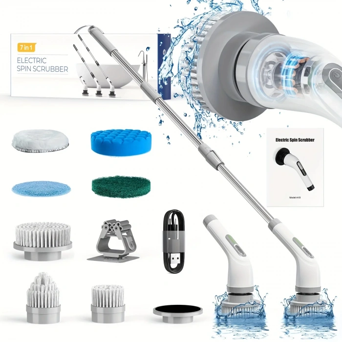 Yeni Nesil 7 Temizleme Başlıklı Dijital - Banyo-Mutfak-Araç Temizlik Fırçası Seti (5365)