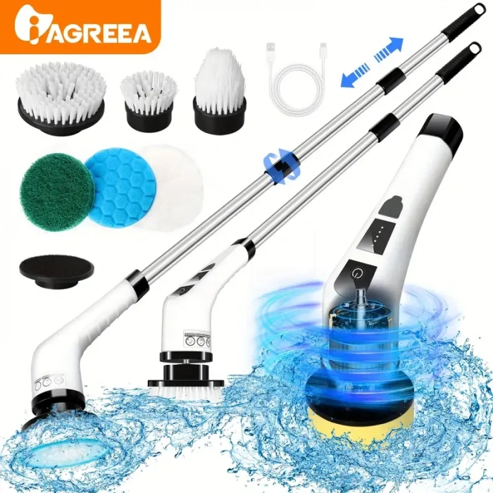 Yeni Nesil 7 Temizleme Başlıklı Dijital - Banyo-Mutfak-Araç Temizlik Fırçası Seti (5365)