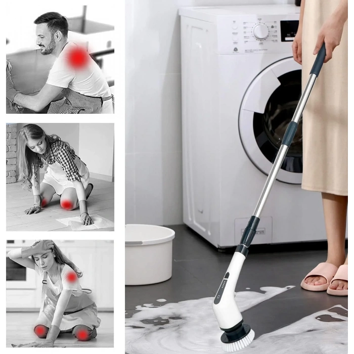 Yeni Nesil 7 Temizleme Başlıklı Dijital - Banyo-Mutfak-Araç Temizlik Fırçası Seti (5365)