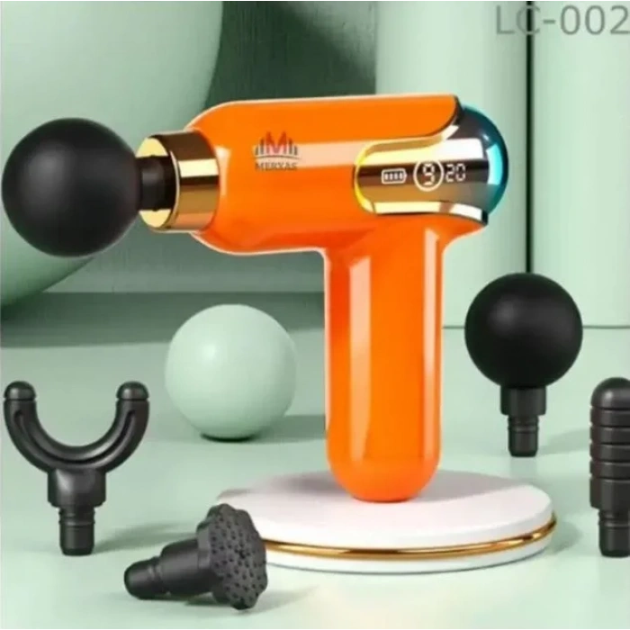 Yeni Nesil Darbeli Titreşimli Şarjlı Sporcu Masaj Tabancası 4 Başlıklı LC-002 (5365)