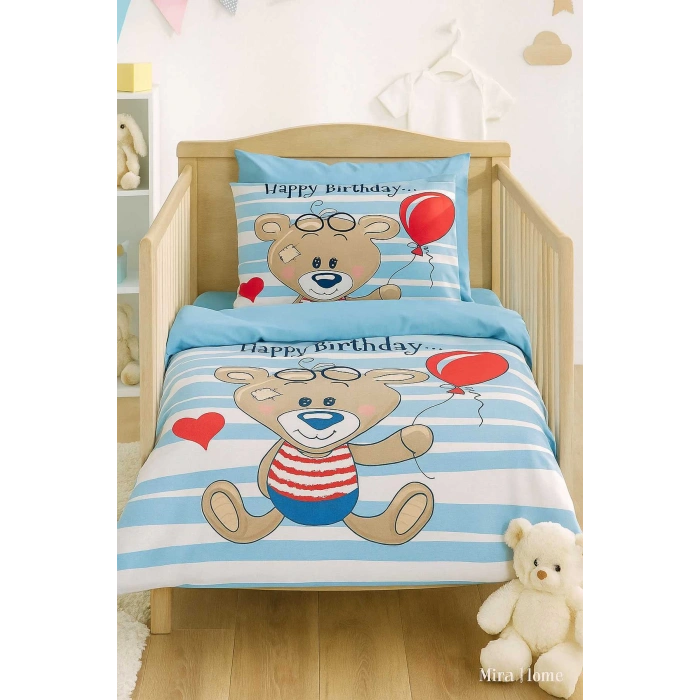 Новорожденный мальчик комплект постельного белья из 100% хлопка Bear Baloon