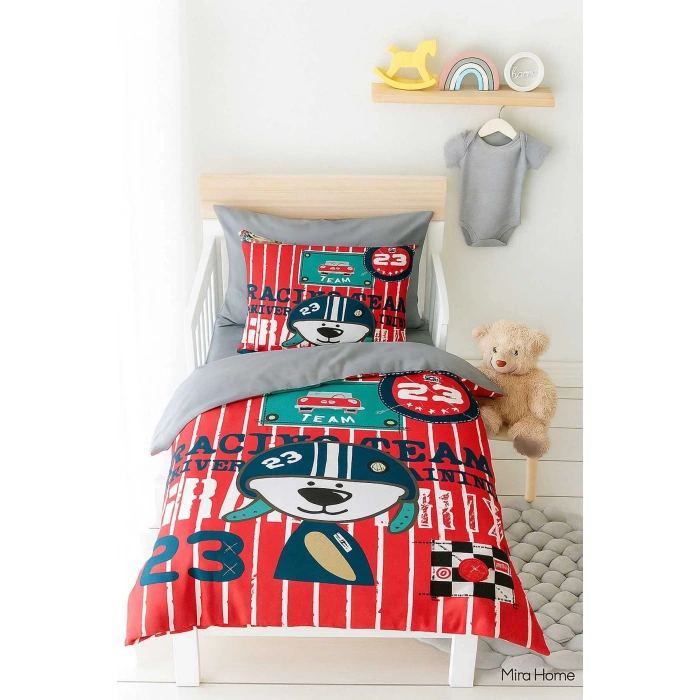 Новорожденный мальчик Комплект постельного белья из 100% хлопка Racing Team