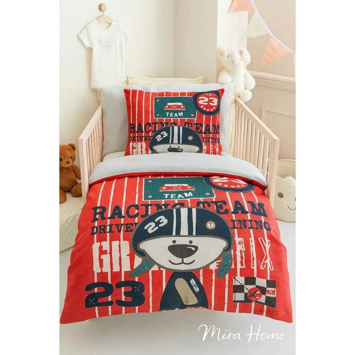 Новорожденный мальчик Комплект постельного белья из 100% хлопка Racing Team
