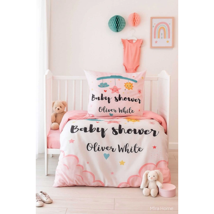 Набор постельного белья для новорожденных девочек Baby Shower White из 100% хлопка