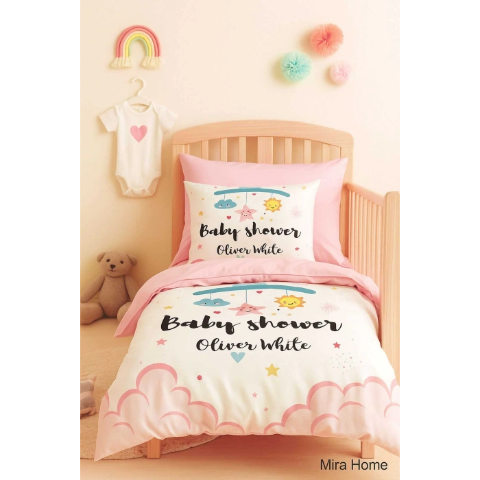 Набор постельного белья для новорожденных девочек Baby Shower White из 100% хлопка