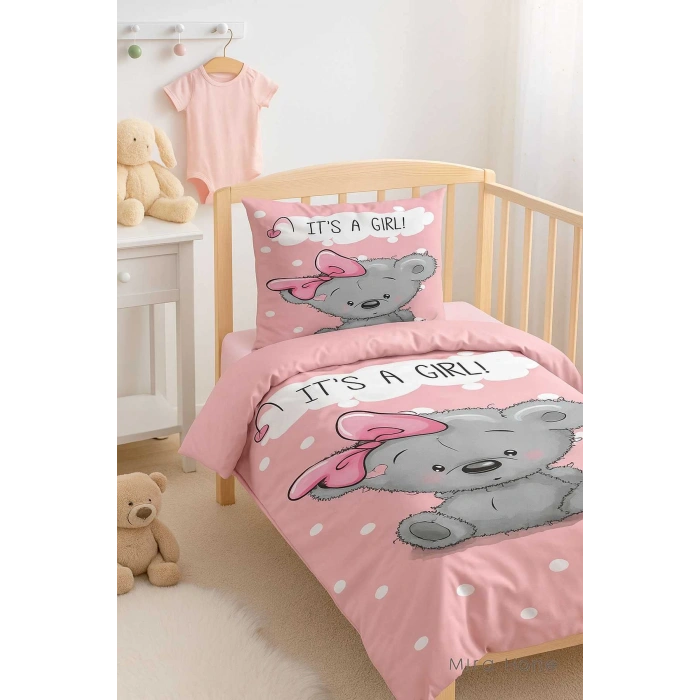 Yenidoğan Kız Bebek Nevresim Takımı %100 Pamuklu İts A Girl