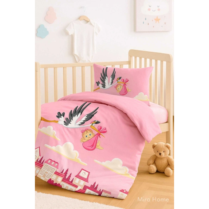 Набор детского постельного белья для девочки новорожденной 100% хлопок аист