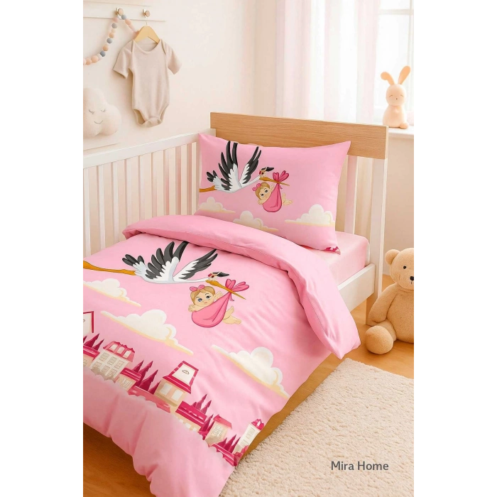 Набор детского постельного белья для девочки новорожденной 100% хлопок аист