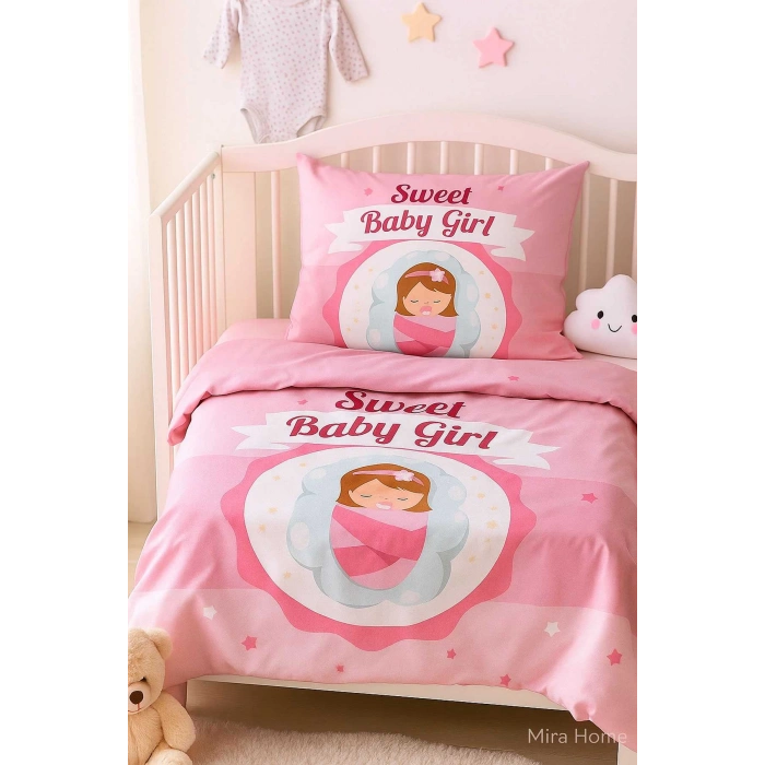 Новорожденная Детская Комплектация Постельного Белья для Девочки Sweet Baby Girl из 100% Хлопка