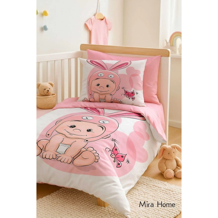 Набор Постельного белья для новорожденных девочек из 100% хлопка с ушками зайца