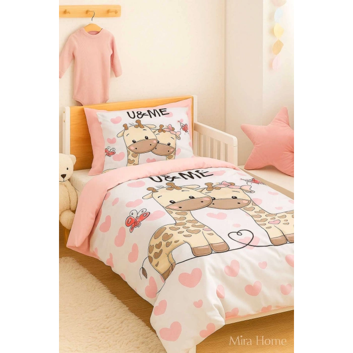 Набор постельного белья для новорожденных девочек, 100% хлопок, жираф