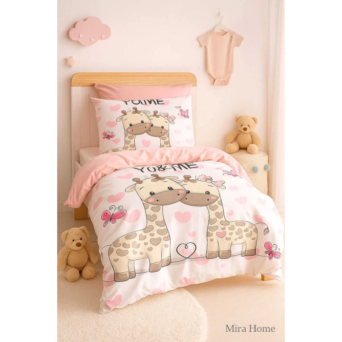 Набор постельного белья для новорожденных девочек, 100% хлопок, жираф