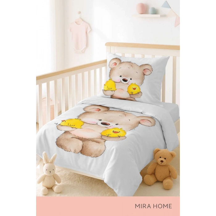 Yenidoğan Kız / Erkek Unisex Bebek Nevresim Takımı %100 Pamuklu Civciv