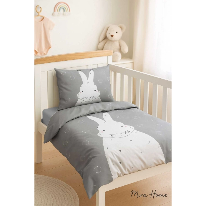 Новорожденный детский комплект постельного белья унисекс для девочки / мальчика 100% хлопок серый кролик