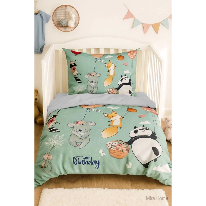 Yenidoğan Kız / Erkek Unisex Bebek Nevresim Takımı %100 Pamuklu Sevimli Hayvanlar