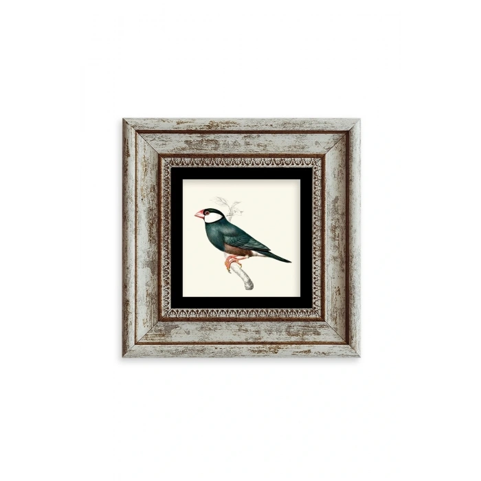 Yeşil Kuş Çerçeveli Taş Tablo 20 cm