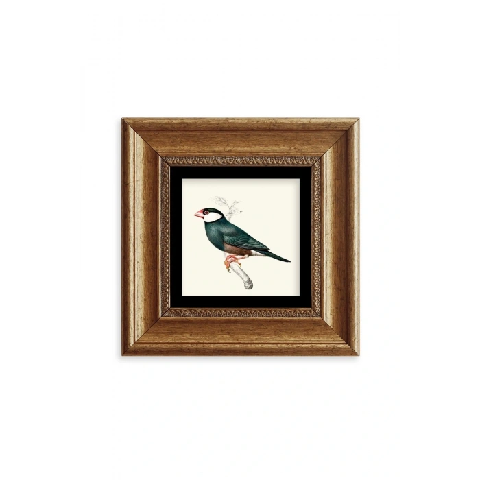 Yeşil Kuş Çerçeveli Taş Tablo 20 cm