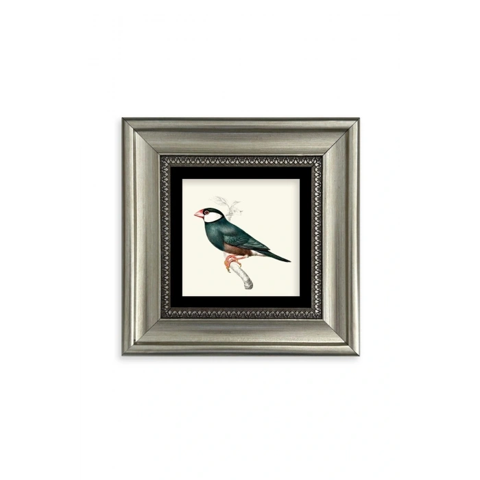 Yeşil Kuş Çerçeveli Taş Tablo 20 cm