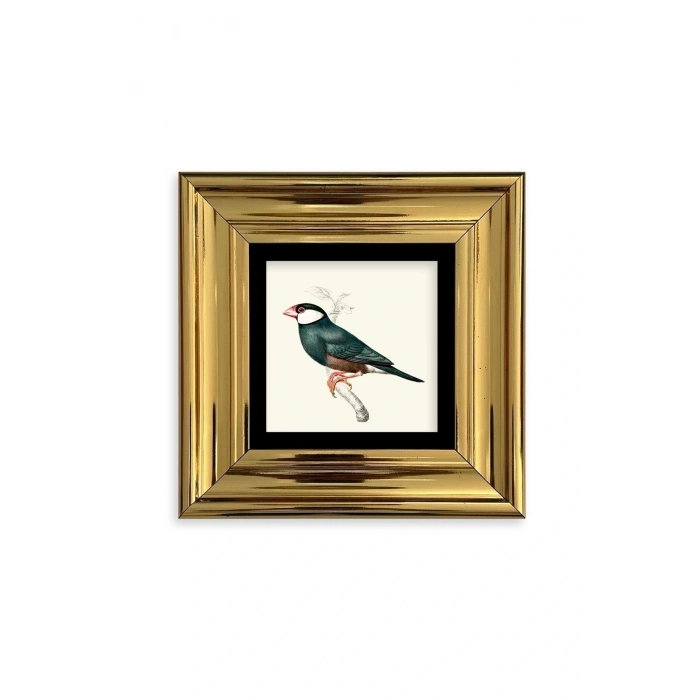 Yeşil Kuş Çerçeveli Taş Tablo 20 cm