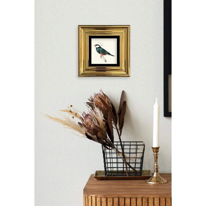 Yeşil Kuş Çerçeveli Taş Tablo 20 cm