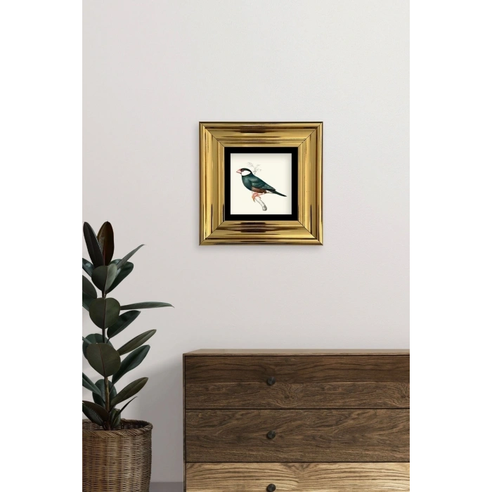 Yeşil Kuş Çerçeveli Taş Tablo 20 cm