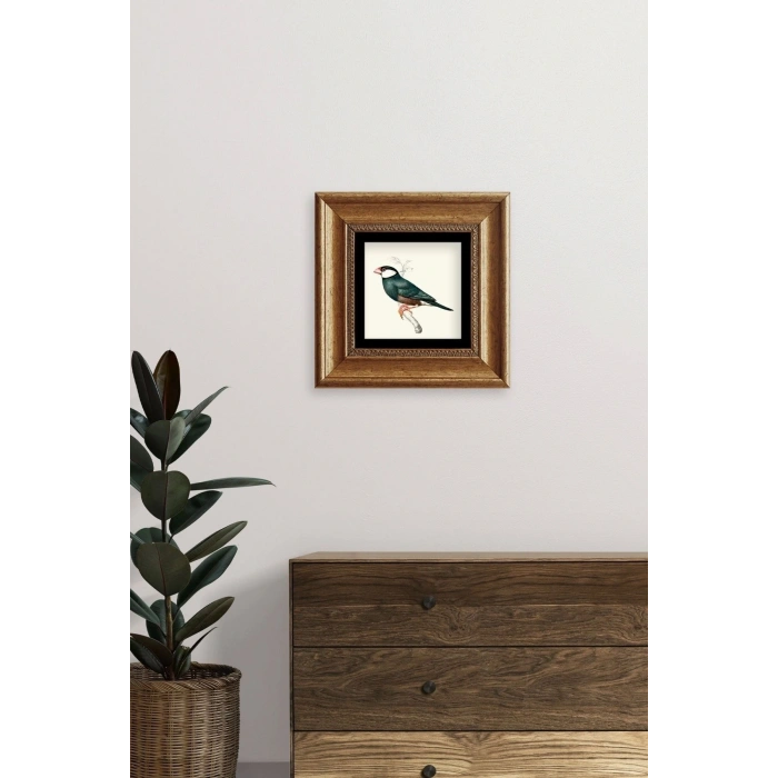 Yeşil Kuş Çerçeveli Taş Tablo 20 cm