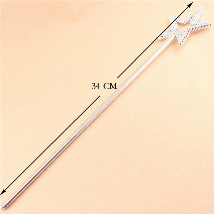 Yıldız Model Peri Asası Melek Asası Prenses Asası Metalize Gümüş Renk (5365)