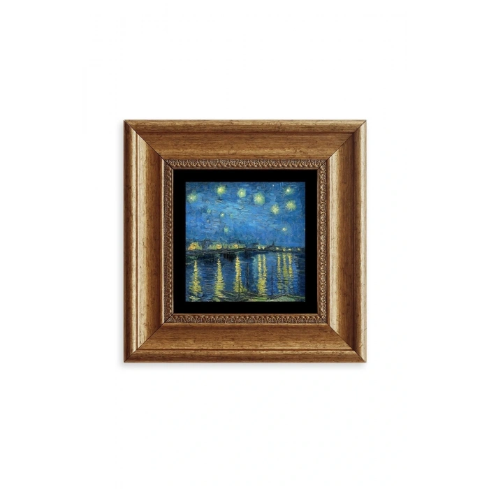 Yıldızlı Gece Çerçeveli Taş Tablo 20 cm