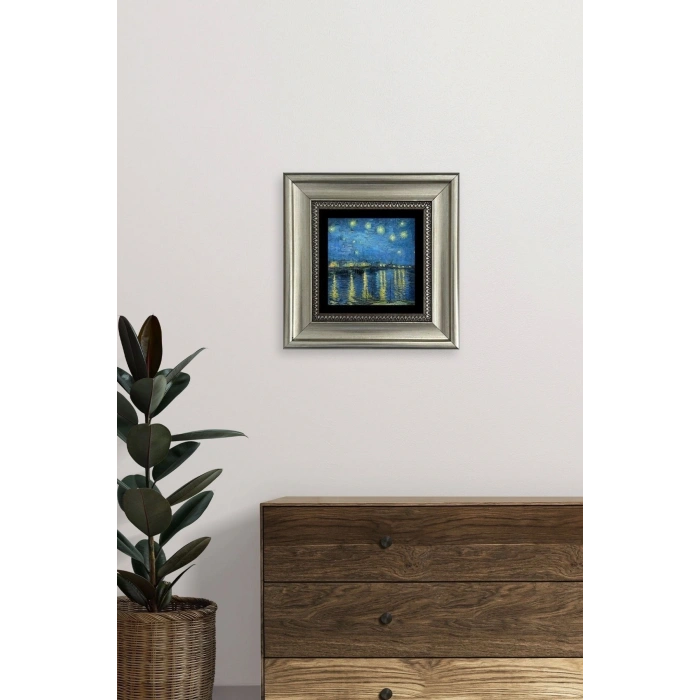 Yıldızlı Gece Çerçeveli Taş Tablo 20 cm