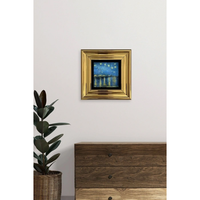 Yıldızlı Gece Çerçeveli Taş Tablo 20 cm