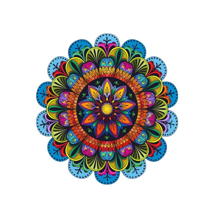 Yuvarlak Etnik Desenli Duck Kumaş Masa Örtüsü 150X150 Cm