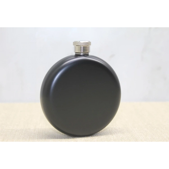 Round Single Flask 5 Oz Black