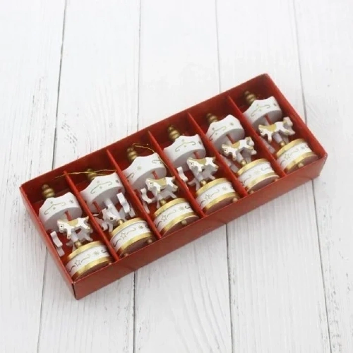 Zarif Beyaz Mini Atlı Karınca 6lı Set Dekoratif Süs